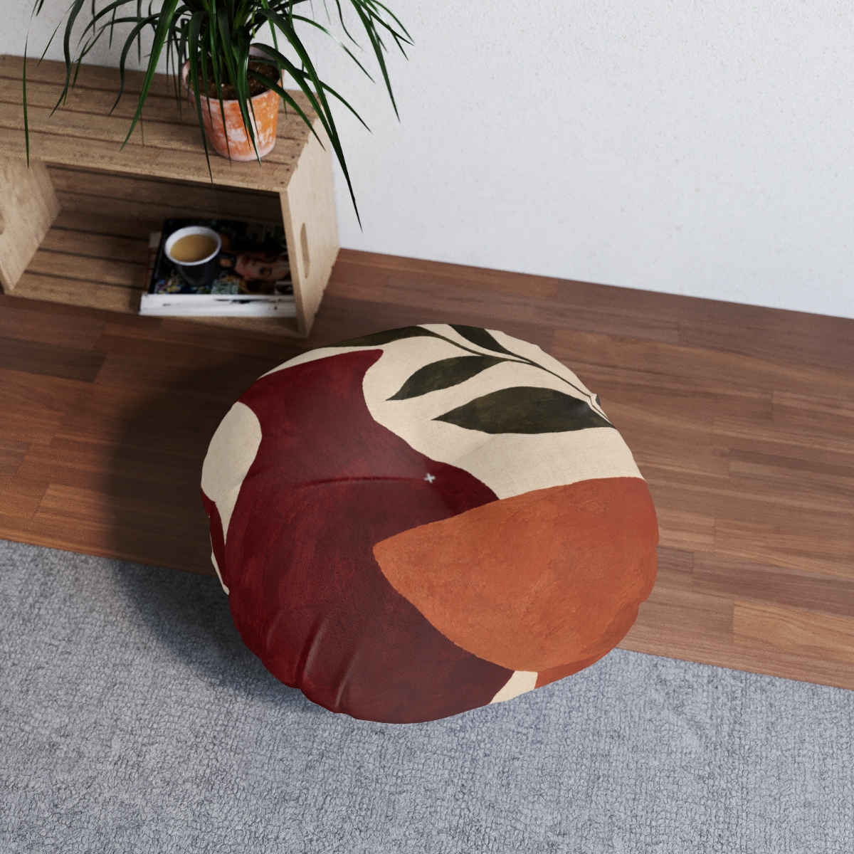 Bordeaux Still Life Round Tufted Floor Pillow, view 4